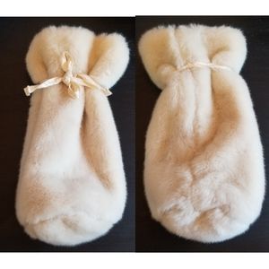 POTTERYBARN cream faux fur bottle cover